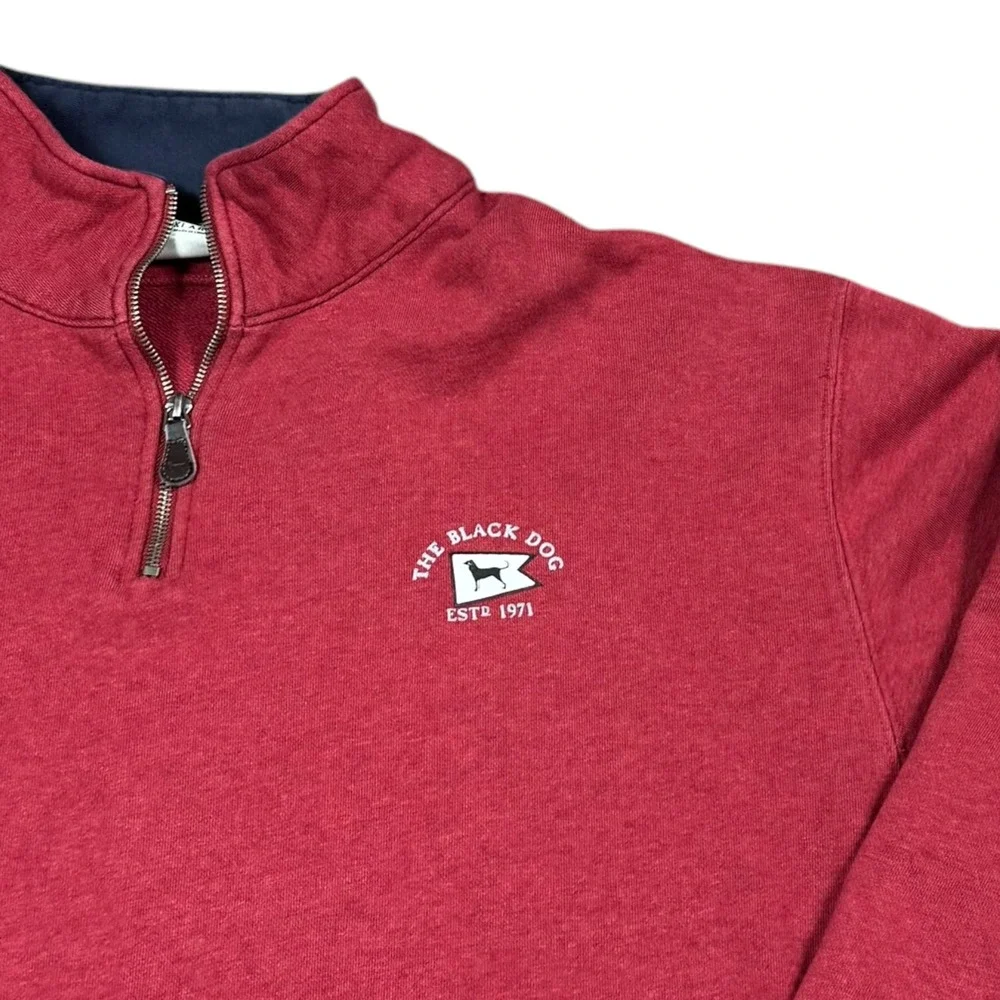 The Black Dog Red Logo 1/4 Zip Pullover Sweater Men's XXL